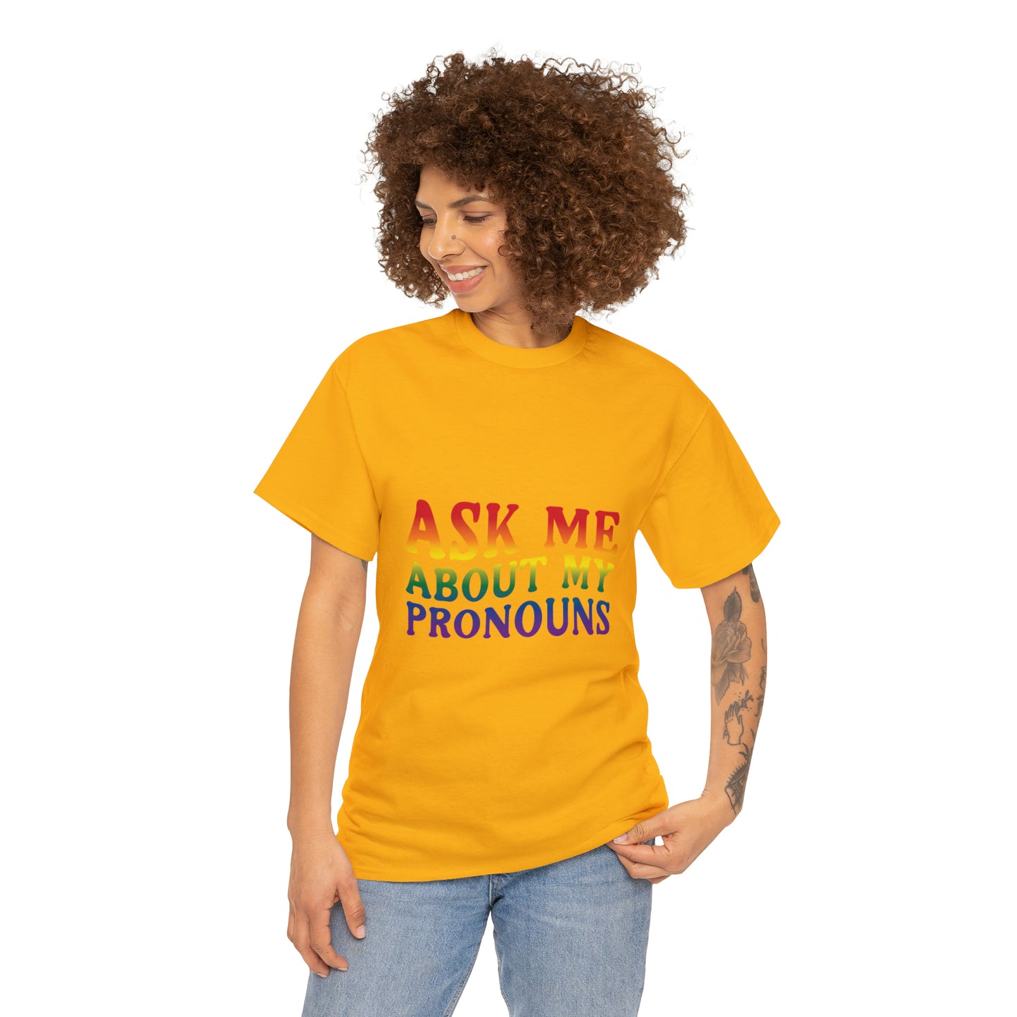 Ask Me About My Pronouns Cotton Tee