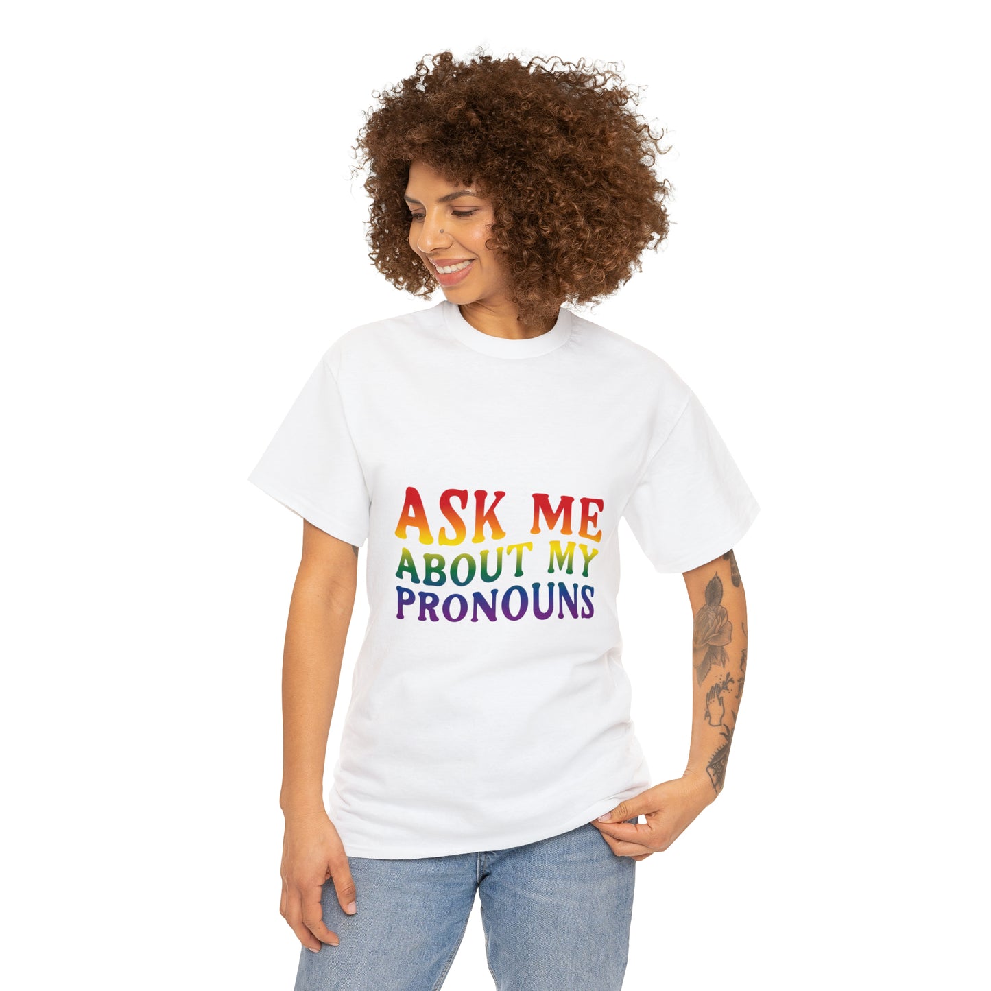 Ask Me About My Pronouns Cotton Tee