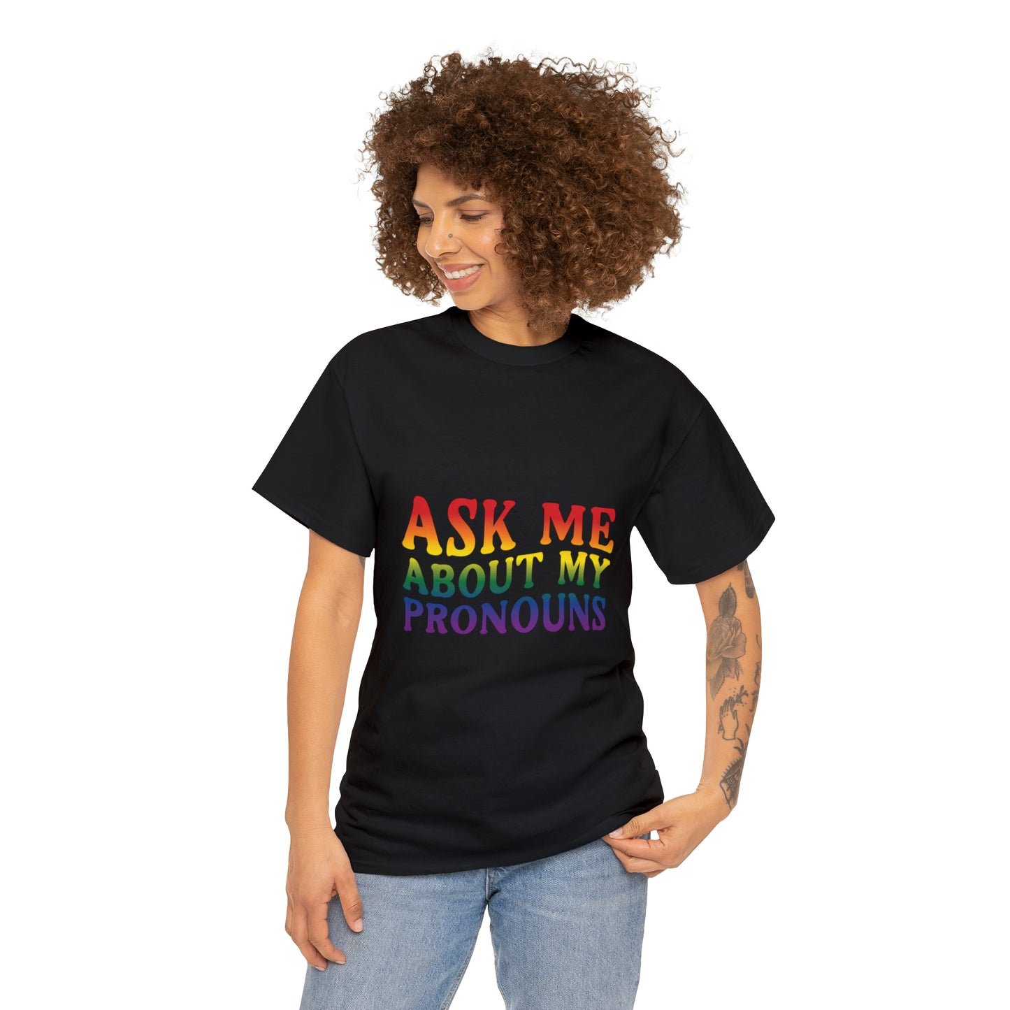 Ask Me About My Pronouns Cotton Tee