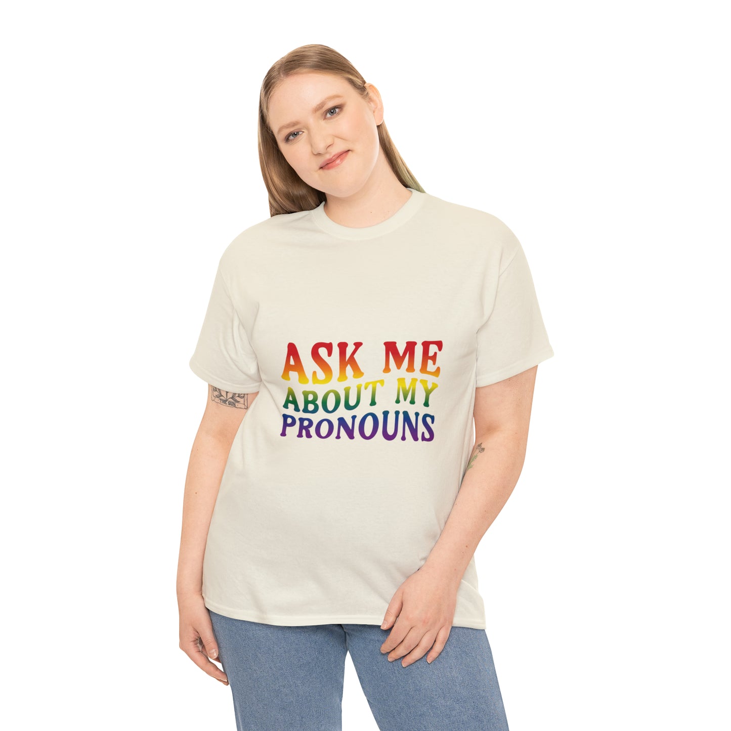 Ask Me About My Pronouns Cotton Tee