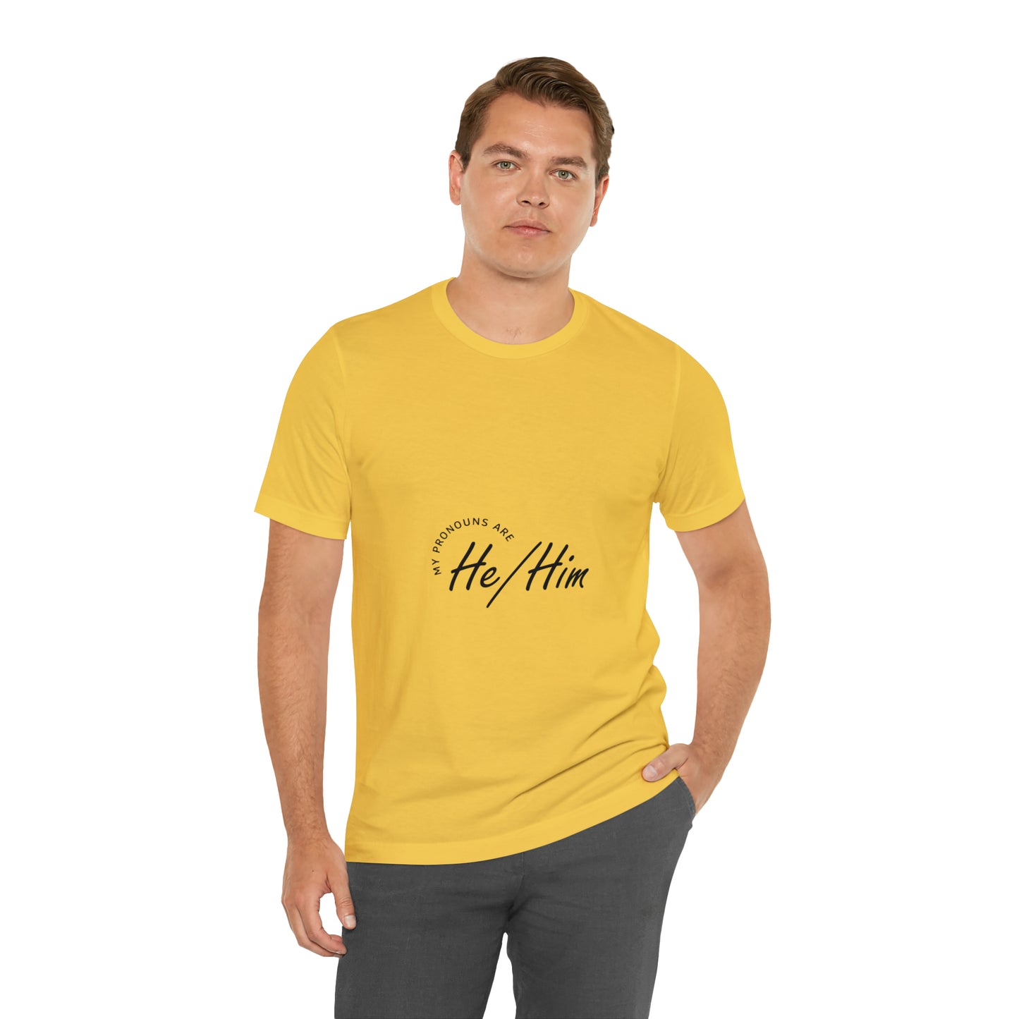 He/Him Unisex Jersey Short Sleeve Tee