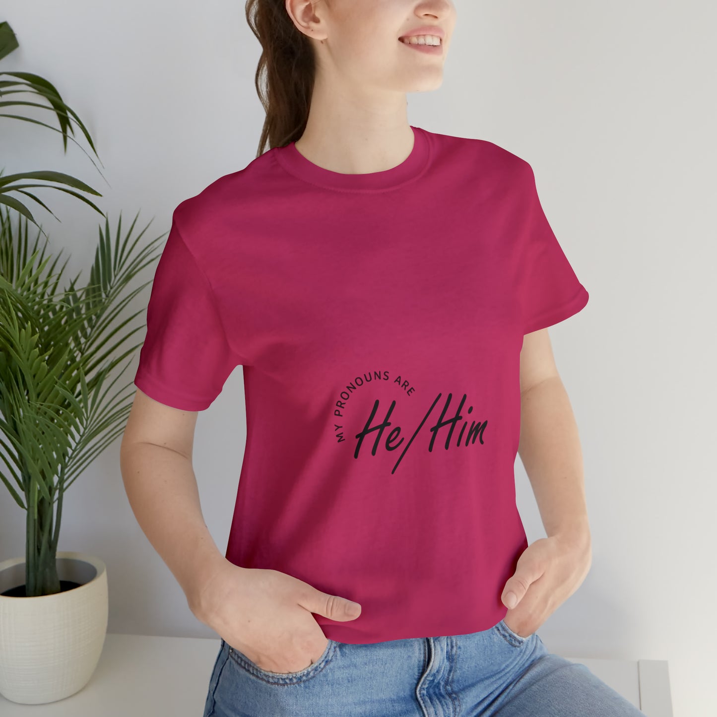 He/Him Unisex Jersey Short Sleeve Tee