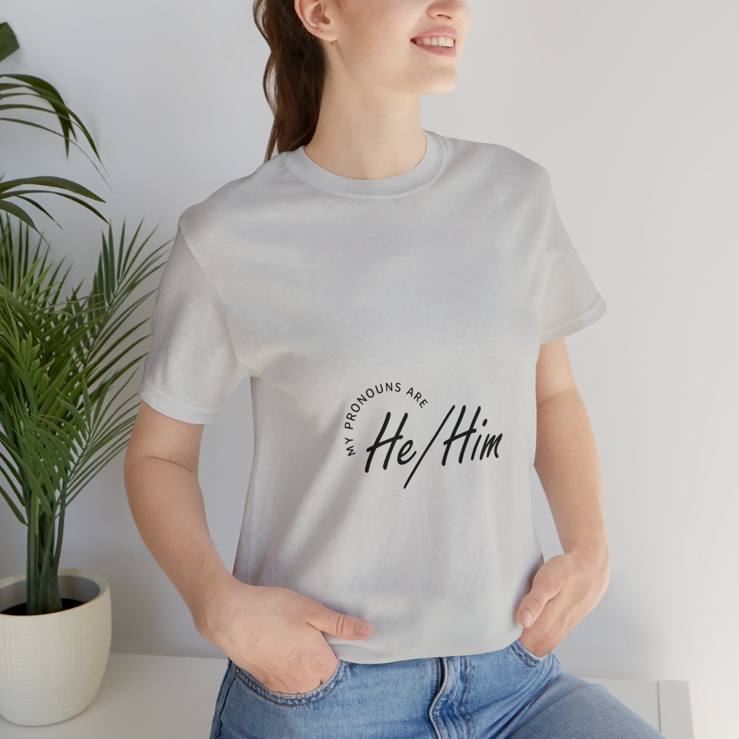 He/Him Unisex Jersey Short Sleeve Tee