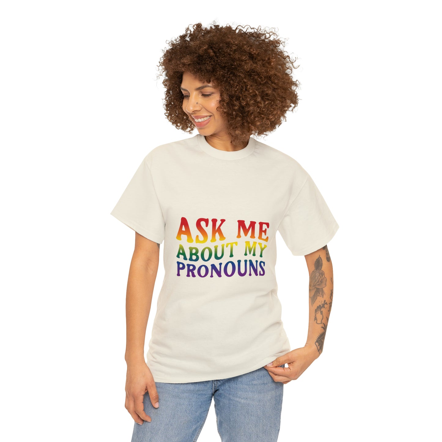 Ask Me About My Pronouns Cotton Tee